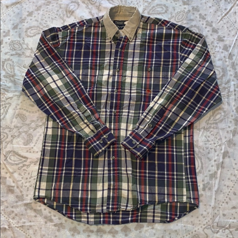 Wrangler Twenty X Plaid Button Down Shirt Sz M